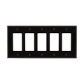Product Image of Decorator / Gfci Wallplate, Black, Decorator Cutout, Polycarbonate, Five- Gang, Mid-Size, PJ265BK