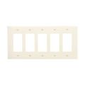Product Image of Decorator / Gfci Wallplate, Ivory, Decorator Cutout, Polycarbonate, Five- Gang, Mid-Size, PJ265V