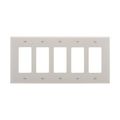 Product Image of Decorator / Gfci Wallplate, White, Decorator Cutout, Polycarbonate, Five- Gang, Mid-Size, PJ265W