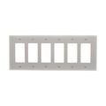 Product Image of Decorator / Gfci Wallplate, Gray, Decorator Cutout, Polycarbonate, 6-Gang, Mid-Size, PJ266GY