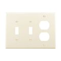 Product Image of Combination Wallplate, Lt. Almond, Toggle, Toggle, Duplex Receptacle Cutout, 3-Gang, Mid-Size, PJ28LA
