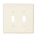Product Image of Toggle Wallplate, Lt. Almond, Toggle Cutout, Polycarbonate, Two- Gang, Mid-Size, PJ2LA