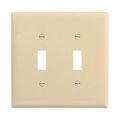Product Image of Toggle Wallplate, Ivory, Toggle Cutout, Polycarbonate, Two- Gang, Mid-Size, PJ2V