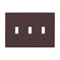 Product Image of Toggle Wallplate, Brown, Toggle Cutout, Polycarbonate, Three- Gang, Mid-Size, PJ3B