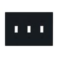 Product Image of Toggle Wallplate, Black, Toggle Cutout, Polycarbonate, Three- Gang, Mid-Size, PJ3BK