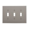 Product Image of Toggle Wallplate, Gray, Toggle Cutout, Polycarbonate, Three- Gang, Mid-Size, PJ3GY