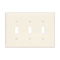 Product Image of Toggle Wallplate, Lt. Almond, Toggle Cutout, Polycarbonate, Three- Gang, Mid-Size, PJ3LA