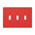 Product Image of Toggle Wallplate, Red, Toggle Cutout, Polycarbonate, Three- Gang, Mid-Size, PJ3RD