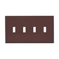 Product Image of Toggle Wallplate, Brown, Toggle Cutout, Polycarbonate, Four- Gang, Mid-Size, PJ4B