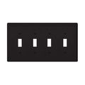 Product Image of Toggle Wallplate, Black, Toggle Cutout, Polycarbonate, Four- Gang, Mid-Size, PJ4BK