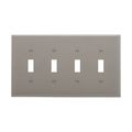 Product Image of Toggle Wallplate, Gray, Toggle Cutout, Polycarbonate, Four- Gang, Mid-Size, PJ4GY