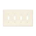 Product Image of Toggle Wallplate, Lt. Almond, Toggle Cutout, Polycarbonate, Four- Gang, Mid-Size, PJ4LA