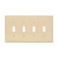 Product Image of Toggle Wallplate, Ivory, Toggle Cutout, Polycarbonate, Four- Gang, Mid-Size, PJ4V