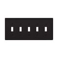 Product Image of Toggle Wallplate, Black, Toggle Cutout, Polycarbonate, Five- Gang, Mid-Size, PJ5BK