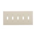 Product Image of Toggle Wallplate, Lt. Almond, Toggle Cutout, Polycarbonate, Five- Gang, Mid-Size, PJ5LA