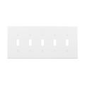 Product Image of Toggle Wallplate, White, Toggle Cutout, Polycarbonate, Five- Gang, Mid-Size, PJ5W