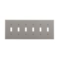 Product Image of Toggle Wallplate, Gray, Toggle Cutout, Polycarbonate, 6-Gang, Mid-Size, PJ6GY