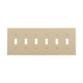Product Image of Toggle Wallplate, Lt. Almond, Toggle Cutout, Polycarbonate, 6-Gang, Mid-Size, PJ6LA