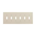 Product Image of Toggle Wallplate, Ivory, Toggle Cutout, Polycarbonate, 6-Gang, Mid-Size, PJ6V
