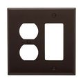 Product Image of Combination Wallplate, Brown, Duplex Receptacle, Decorator Cutout, 2-Gang, Mid-Size, PJ826B