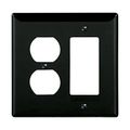 Product Image of Combination Wallplate, Black, Duplex Receptacle, Decorator Cutout, 2-Gang, Mid-Size, PJ826BK