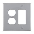 Product Image of Combination Wallplate, Gray, Duplex Receptacle, Decorator Cutout, Polycarbonate, 2- Gang, PJ826GY