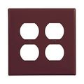 Product Image of Duplex Receptacle Wallplate, Brown, Duplex Receptacle Cutout, Polycarbonate, 2- Gang, Mid-Size, PJ82B