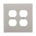 Product Image of Duplex Receptacle Wallplate, Gray, Duplex Receptacle Cutout, Polycarbonate, 2- Gang, Mid-Size, PJ82GY