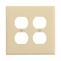 Product Image of Duplex Receptacle Wallplate, Ivory, Duplex Receptacle Cutout, Polycarbonate, 2- Gang, Mid-Size, PJ82V