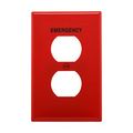 Product Image of Duplex Receptacle Wallplate, Premarked "Emergency", Red, Duplex Receptacle Cutout, 1-Gang, PJ8EMRD