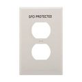 Product Image of Duplex Receptacle Wallplate, Premarked "Gfci Protected", White, Duplex Receptacle Cutout, 1-Gang, PJ8GFW