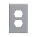 Product Image of Duplex Receptacle Wallplate, Gray, Duplex Receptacle Cutout, Polycarbonate, Single- Gang, PJ8GY