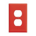 Product Image of Duplex Receptacle Wallplate, Red, Duplex Receptacle Cutout, Polycarbonate, Single- Gang, PJ8RD