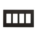 Product Image of Screwless Wallplate, Screwless, Black, Decorator Cutout, Polycarbonate, 4- Gang, Mid-Size, PJS264BK