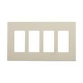 Product Image of Screwless Wallplate, Screwless, Lt. Almond, Decorator Cutout, Polycarbonate, 4- Gang, Mid-Size, PJS264LA