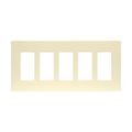 Product Image of Screwless Wallplate, Screwless, Almond, Decorator Cutout, Polycarbonate, Five- Gang, Mid-Size, PJS265A