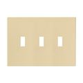 Product Image of Screwless Wallplate, Screwless, Ivory, Toggle Cutout, Polycarbonate, Three- Gang, Mid-Size, PJS3V