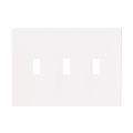 Product Image of Screwless Wallplate, Screwless, White, Toggle Cutout, Polycarbonate, Three- Gang, Mid-Size, PJS3W