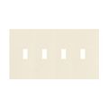 Product Image of Screwless Wallplate, Screwless, Lt. Almond, Toggle Cutout, Polycarbonate, 4- Gang, Mid-Size, PJS4LA