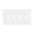 Product Image of Screwless Wallplate, Screwless, White, Toggle Cutout, Polycarbonate, Four- Gang, Mid-Size, PJS4W
