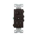Product Image of Commercial Combo Switch, Auto-Grnd, Neon Pilot, #14-#12 Awg 15A 120V Switch, 125V Recept, Brown, TR274B