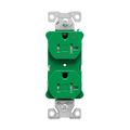 Product Image of Arrow Hart Heavy-Duty Industrial Duplex Receptacle, #14-10 Awg 20A 125V, Green, Half, TR5362CHGN
