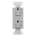 Product Image of Commercial Duplex Receptacle, Dual Control, #14-10 Awg 20A 125V, Gray, 2-Pole 3-Wire, TR6352CDGY