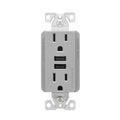 Product Image of Combination 3.6A Usb Charger With Duplex Receptacle, 15A, 125V, Gy, TR7765GY-BOX