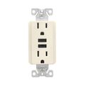 Product Image of Combination 3.6A Usb Charger With Duplex Receptacle, 15A, 125V, La, 3-Wire, 2-Pole, TR7765LA-KB-L