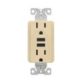 Product Image of Combination 3.6A Usb Charger With Duplex Receptacle, 15A, 125V, V, #12-14 Awg, TR7765V-KB-L