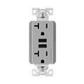 Product Image of Combination 3.6A Usb Charger With Duplex Receptacle, 20A, 125V, Gy, #12-14 Awg, TR7766GY-BOX