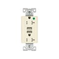 Product Image of Combo Usb Charger w/ Duplex Receptacle, 20A, Flush Mount 125V, 5 Vdc, Light Almond, 5-20R, TR8355LA