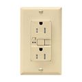 Product Image of Gfci Receptacle, Audible Alarm, Self-Test, #14 -10 Awg 15A 125V, Ivory, 2-Pole 3-Wire, TRSGFA15V