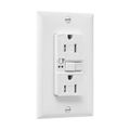 Product Image of Gfci Receptacle, Audible Alarm, 15A, 125 Vac, White A34, TRSGFA15W-M-L